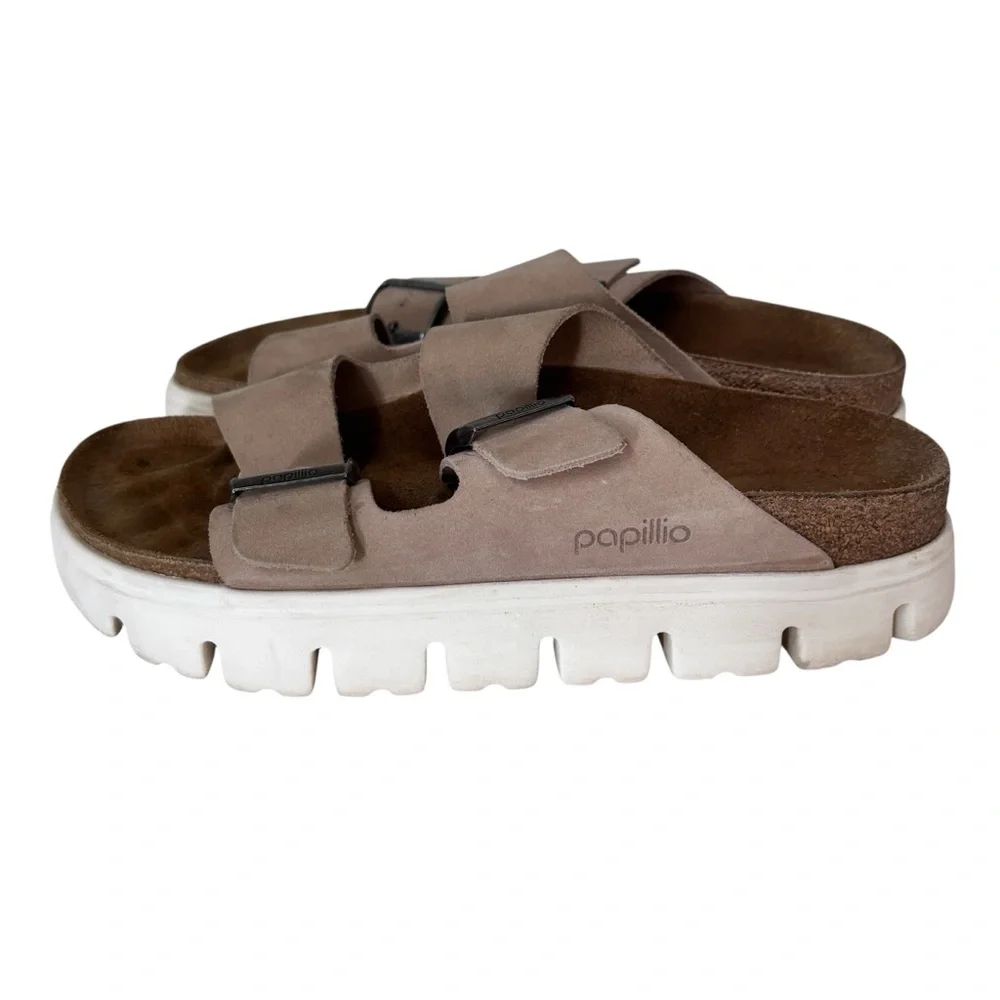 Birkenstock Women's Papillio Arizona Chunky Suede Warm Sand Sandal Sz 41